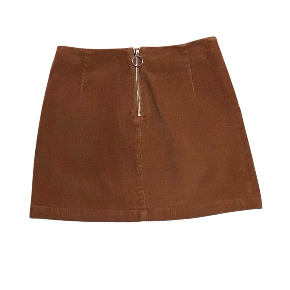 Forever 21 Women’s Brown Tan Corduroy Mini Skirt Stretch Zipper Fall Sz Medium - Picture 7 of 7
